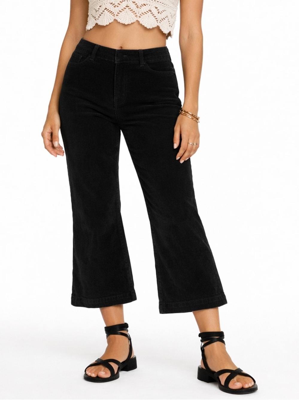 We The Free Free People Black Corduroy Flare Pants Wide Leg High Rise